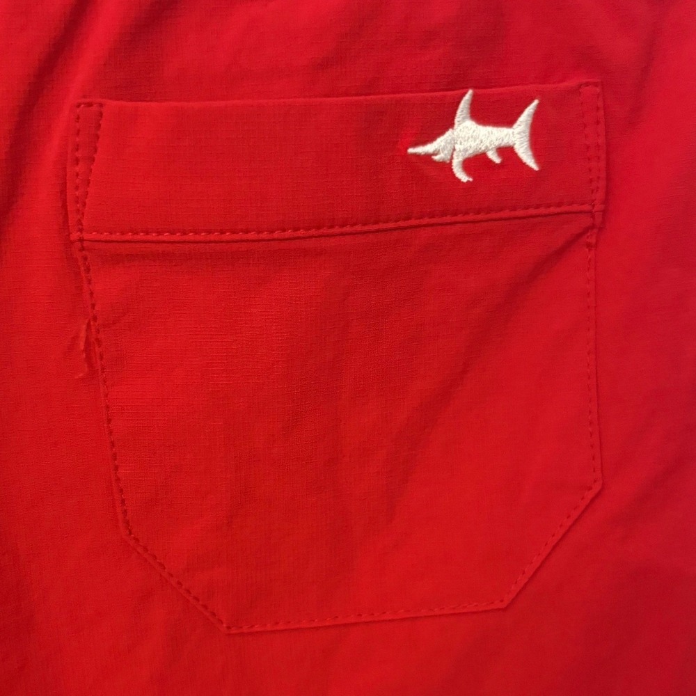 Saltwater Boys Company Red Performance Shorts Kids Size 10/12 Shark Logo NWT - Picture 4 of 11